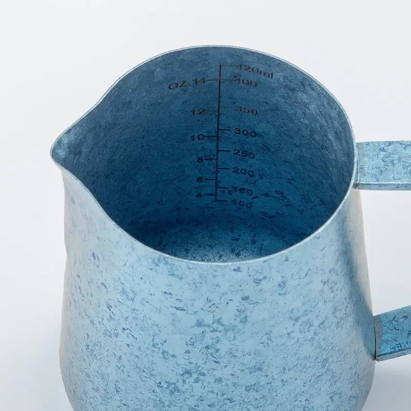 Latte Art Milk Pitcher 420ml Pure Titanium Pointed Spout: yozcoffee pure titanium latte art milk pitcher 420ml point 02