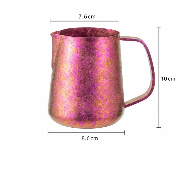 Latte Art Milk Pitcher 420ml Pure Titanium Pointed Spout: yozcoffee pure titanium latte art milk pitcher 420ml point 06
