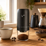 Electric Coffee Grinder 40 Settings Ceramic Burr Rechargeable: ceramic burr alternate angle full