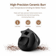 Electric Coffee Grinder 40 Settings Ceramic Burr Rechargeable: ceramic burr feature