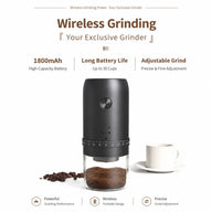 Electric Coffee Grinder 40 Settings Ceramic Burr Rechargeable: wireless grinding