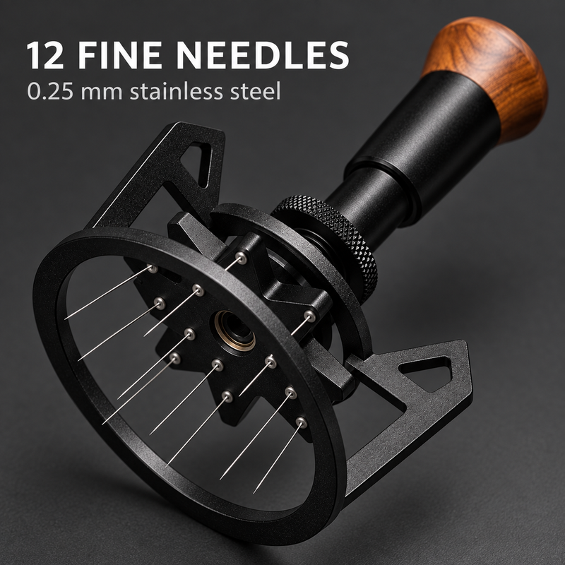 Rotary WDT Espresso Distributor – 12 Needles, 51/53/58mm - immagine del prodotto