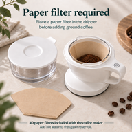 Automatischer Pour-over-Kaffeebereiter mit rotierendem Ausguss – 350 ml, 40 Filter inklusive - Vorschaubild 2