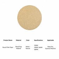 Moka Pot Coffee Filter Paper 53-58mm Wood Pulp 100-Pack: spec card