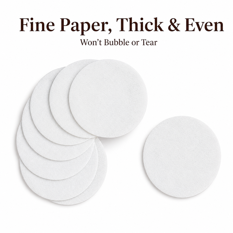 Stack of white Yozcoffee round wood pulp coffee filter paper