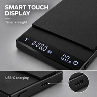 Coffee scale timer and weight display with USB-C port
