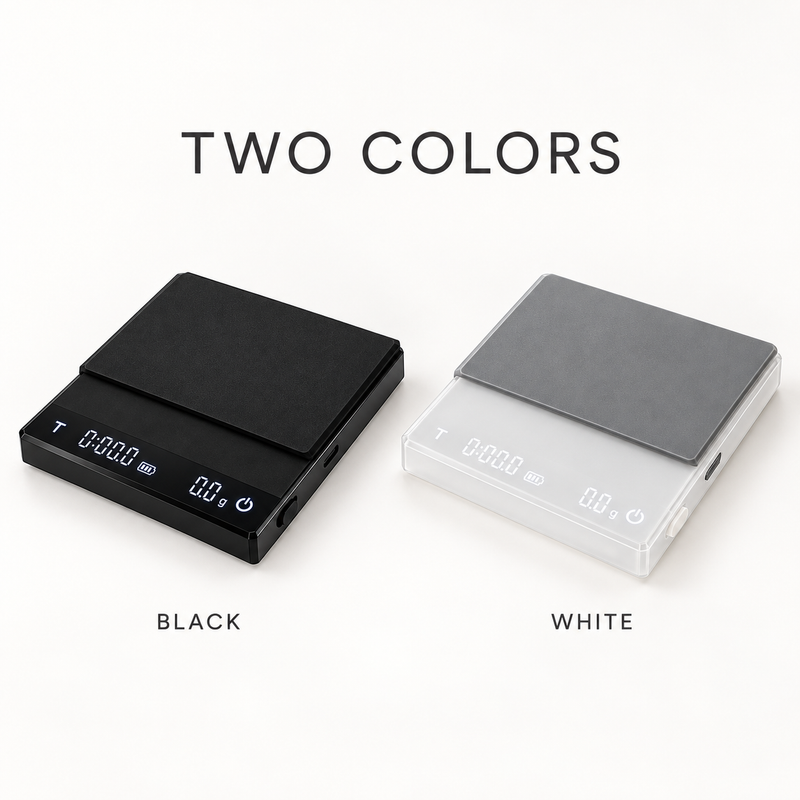 Black and white digital coffee scale color options
