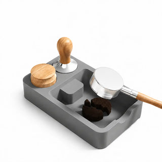 Espresso Tamping Mat Silicone Tamper Stand Coffee Bar: gray puck