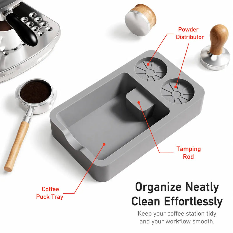 Espresso Tamping Mat Silicone Tamper Stand Coffee Bar: gray organize neatly effortlessly