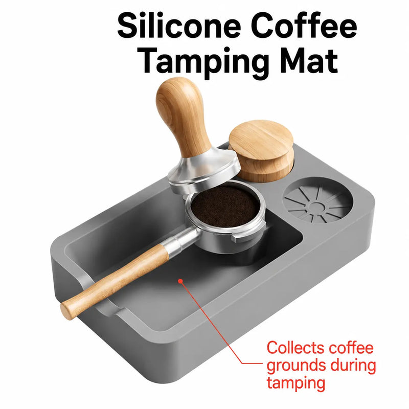 Espresso Tamping Mat Silicone Tamper Stand Coffee Bar: gray portafilter tamper
