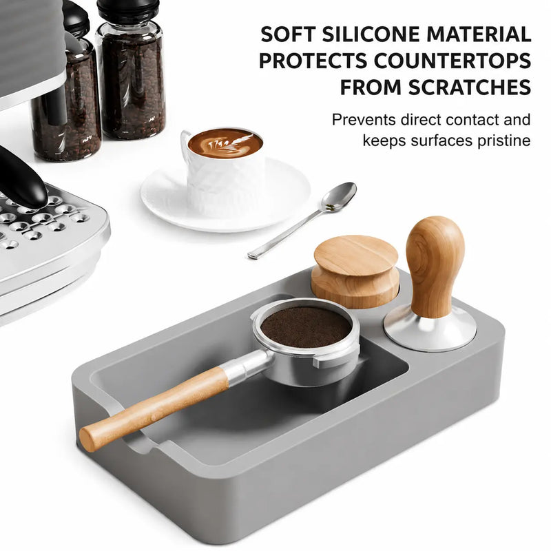 Espresso Tamping Mat Silicone Tamper Stand Coffee Bar: gray countertop protection