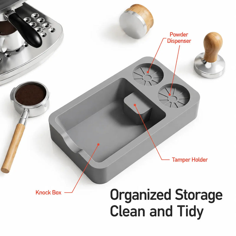 Espresso Tamping Mat Silicone Tamper Stand Coffee Bar: gray organized storage
