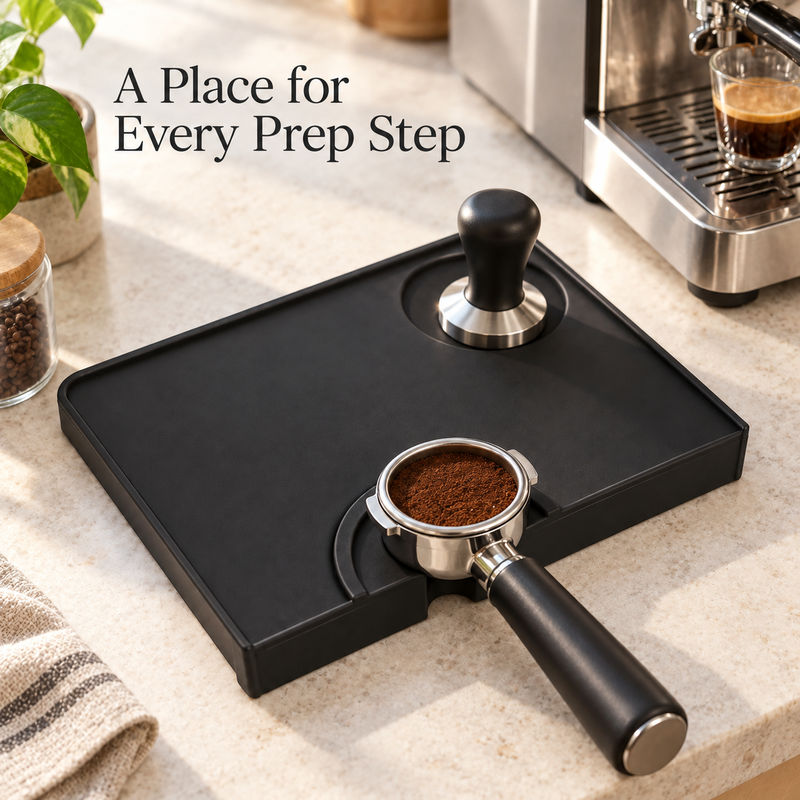 Silicone Espresso Tamping Mat – Black, 20.5 × 15 cm - immagine del prodotto