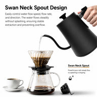 Smart Electric Gooseneck Kettle, 0.9L ±1°C Control: temperature swan neck spout