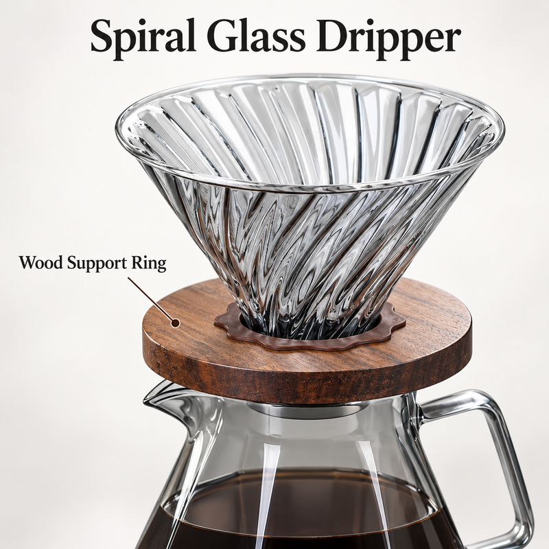 Smoked Glass Pour-Over Coffee Set – 400/600ml, Glass Dripper - immagine del prodotto