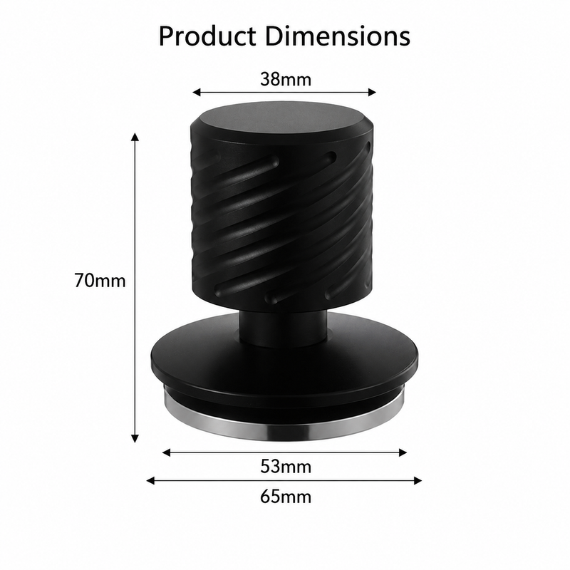 Spring-Loaded Tamper Black Green Stand 51mm - size and compatibility chart