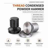 Spring Loaded Espresso Tamper 51/53/58mm Stainless Steel: yozcoffee spring loaded espresso tamper threaded base stor 04