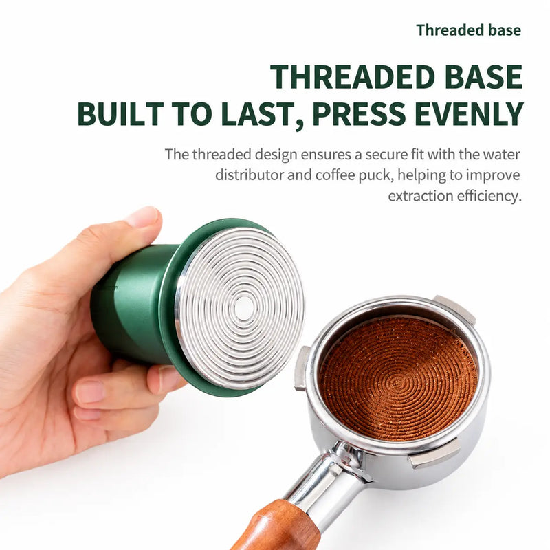 Spring Loaded Espresso Tamper 51/53/58mm Stainless Steel: yozcoffee spring loaded espresso tamper threaded base stor 05