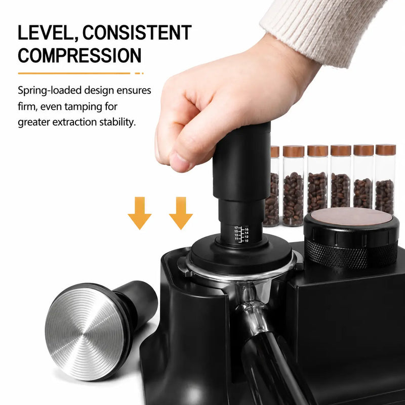 Spring Loaded Tamper WDT Distributor 51/53/58.35mm Stainless: yozcoffee spring loaded tamper magnetic needle distributor (4)