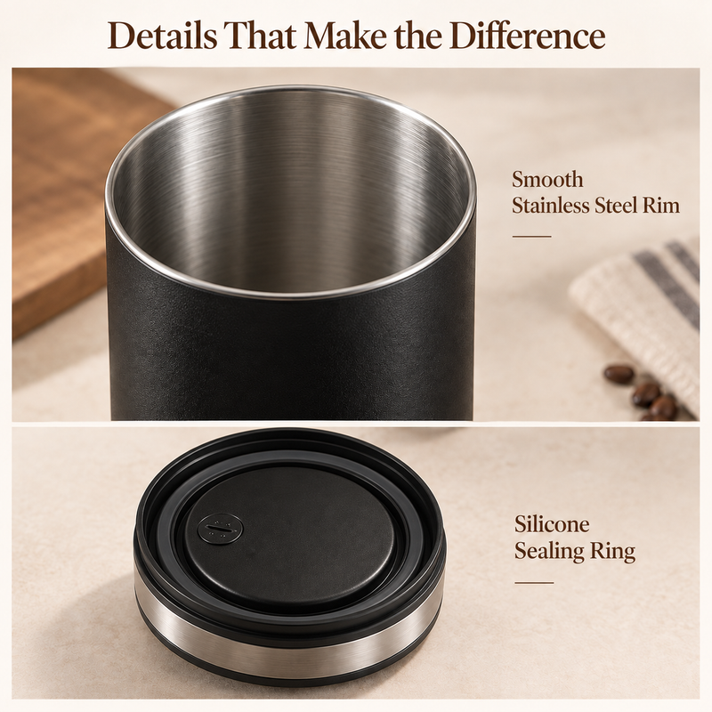 Electric Vacuum Coffee Canister – 1.6L Stainless Steel, Digital Touch Lid - imagen del producto