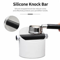 Espresso Knock Box Stainless Steel Silicone Bar Silver/Black — alternate angle of the full product
