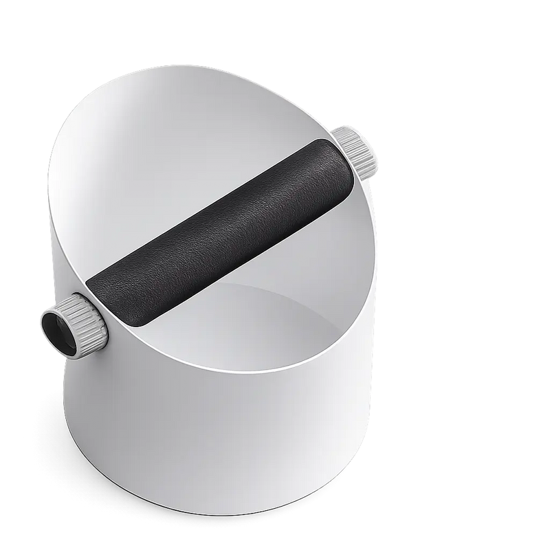 Espresso Knock Box Stainless Steel Silicone Bar Silver/Black: espresso top silver