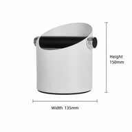 Espresso Knock Box Stainless Steel Silicone Bar Silver/Black: dimensions side 135x150mm
