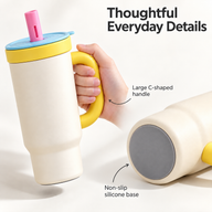 Insulated Straw Tumbler – 900ml, Removable Glass Insert - miniatura 5