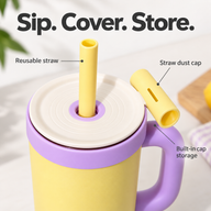 Insulated Straw Tumbler – 900ml, Removable Glass Insert - miniatura 4