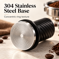 Concentric circular grooves on the Yozcoffee tamper's 304 stainless steel base