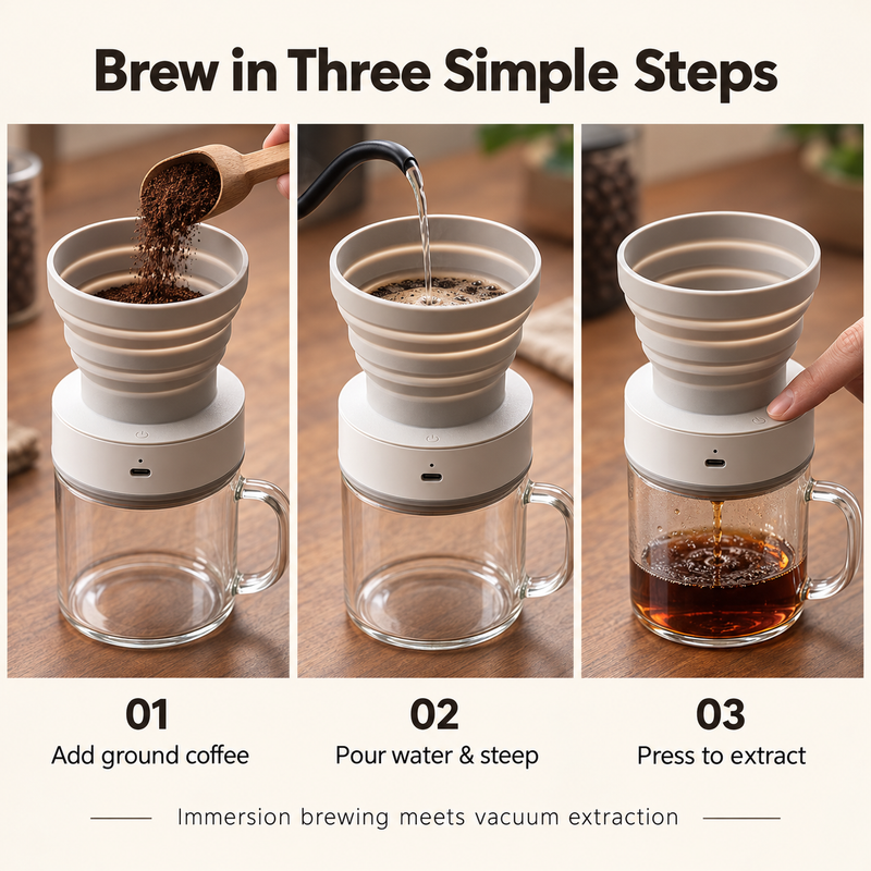 Portable Vacuum Coffee Brewer – 350ml, USB-C Rechargeable - Produktbild