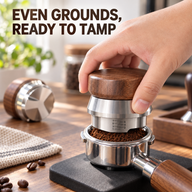 Walnut Espresso Distributor – Adjustable Depth, 51/53/58mm - miniatura 2
