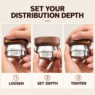 Walnut Espresso Distributor – Adjustable Depth, 51/53/58mm - miniatura 7