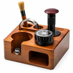 Yozcoffee Tamperstation-Set aus Walnussholz – 5-teilig, 58 mm