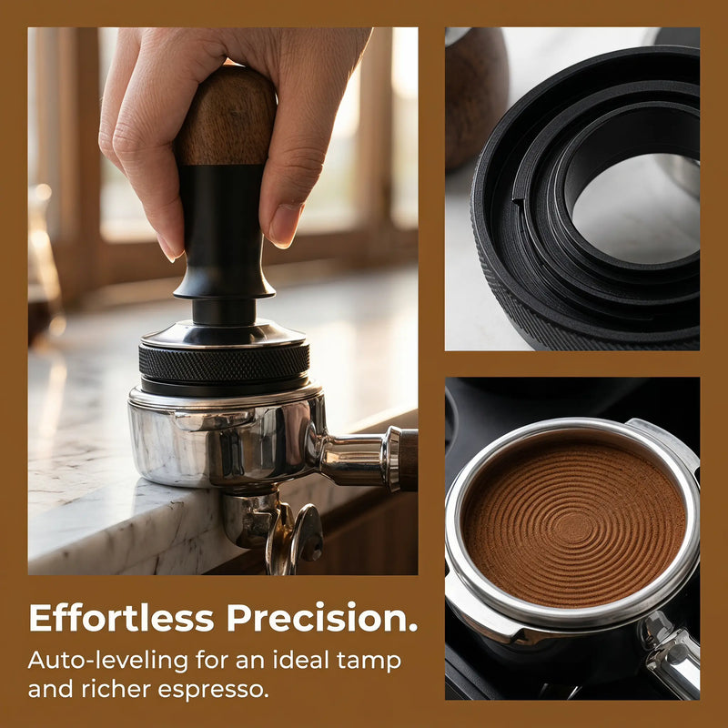 Espresso Tamper 51/53/58mm Walnut Wood Constant Force: 58mm alternate angle full