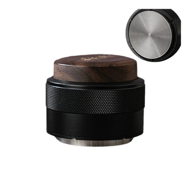 Yozcoffee walnut wood 2-in-1 espresso distributor and tamper in black