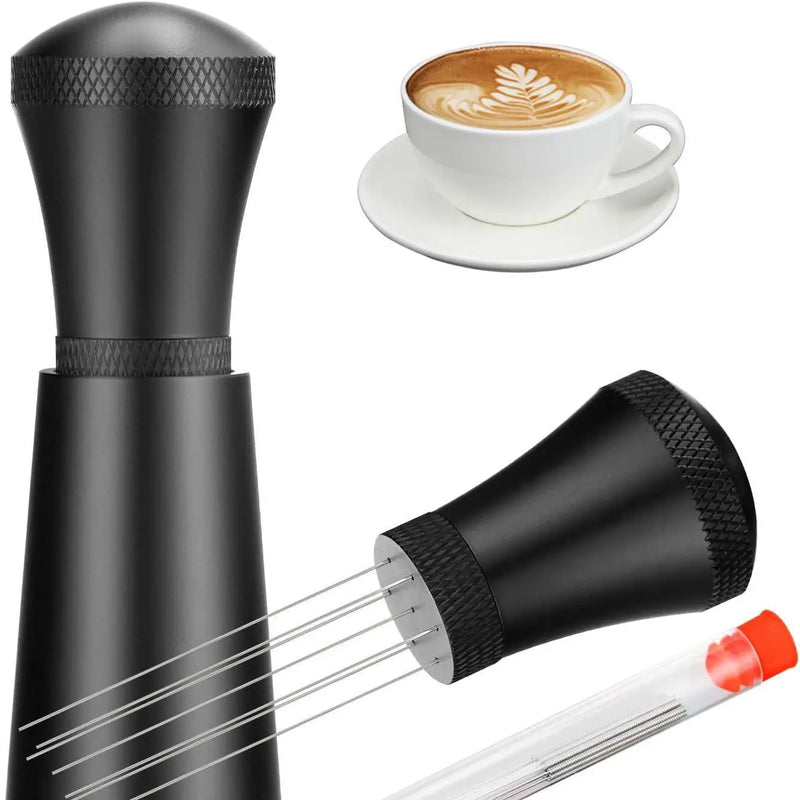 WDT Espresso Distribution Tool 7-Needle Aluminum Alloy: yozcoffee wdt espresso distribution tool 7 needle silver b 02