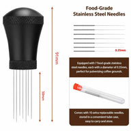 WDT Espresso Distribution Tool 7-Needle Aluminum Alloy: yozcoffee wdt espresso distribution tool 7 needle silver b 05 details