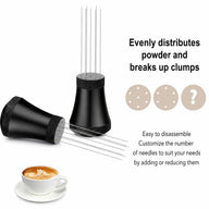 WDT Espresso Distribution Tool 7-Needle Aluminum Alloy: yozcoffee wdt espresso distribution tool 7 needle silver b 06 even