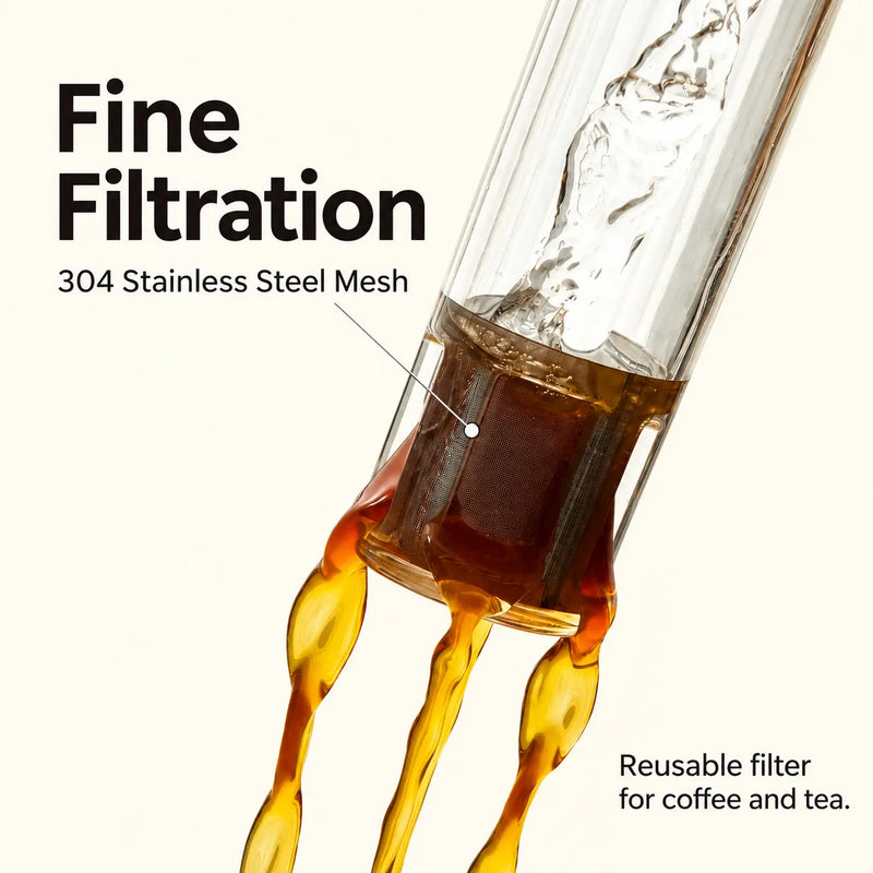 Caffettiera cold brew in vetro – 750 ml, pompa manuale - immagine del prodotto
