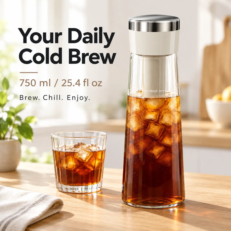 Caffettiera cold brew in vetro – 750 ml, pompa manuale - immagine del prodotto