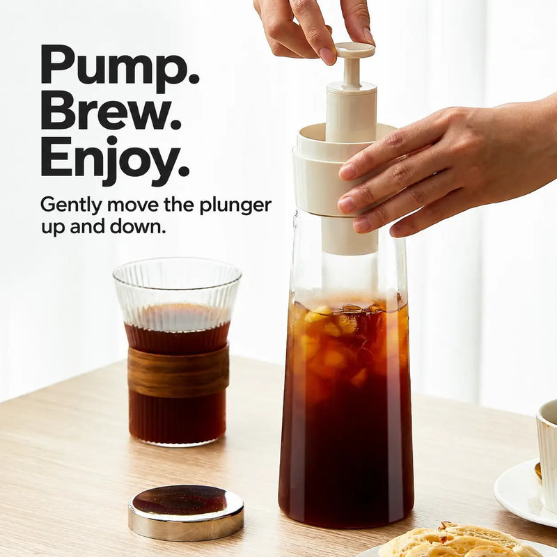 Caffettiera cold brew in vetro – 750 ml, pompa manuale - immagine del prodotto