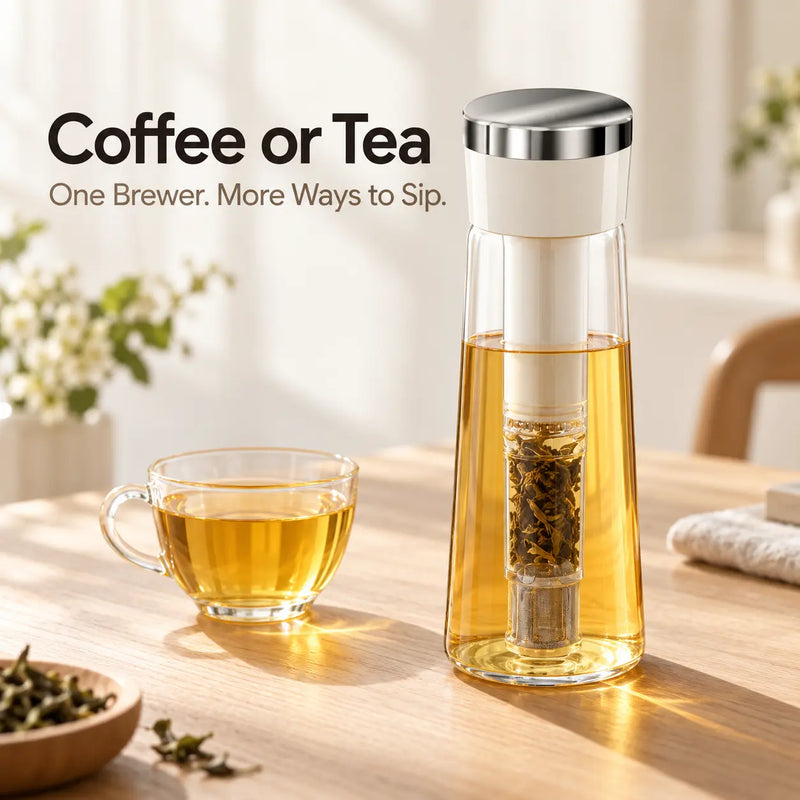 Caffettiera cold brew in vetro – 750 ml, pompa manuale - immagine del prodotto