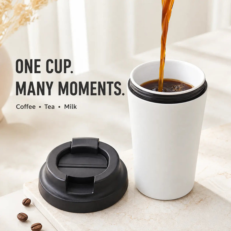 トラベルコーヒーマグ 380 ml｜内側セラミック加工・フリップ式ふたの商品画像