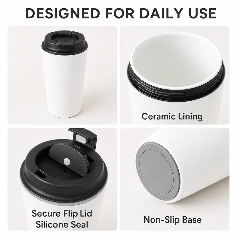 トラベルコーヒーマグ 380 ml｜内側セラミック加工・フリップ式ふたの商品画像