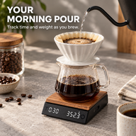 Coffee Scale with Timer – Wood-Grain, 0.1g, USB-C Rechargeable - miniatura 2