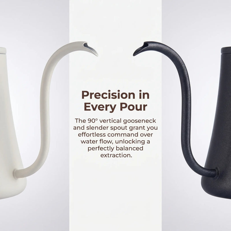 Gooseneck Pour Over Kettle 350/600ml Stainless Steel Wood: precision spout detail