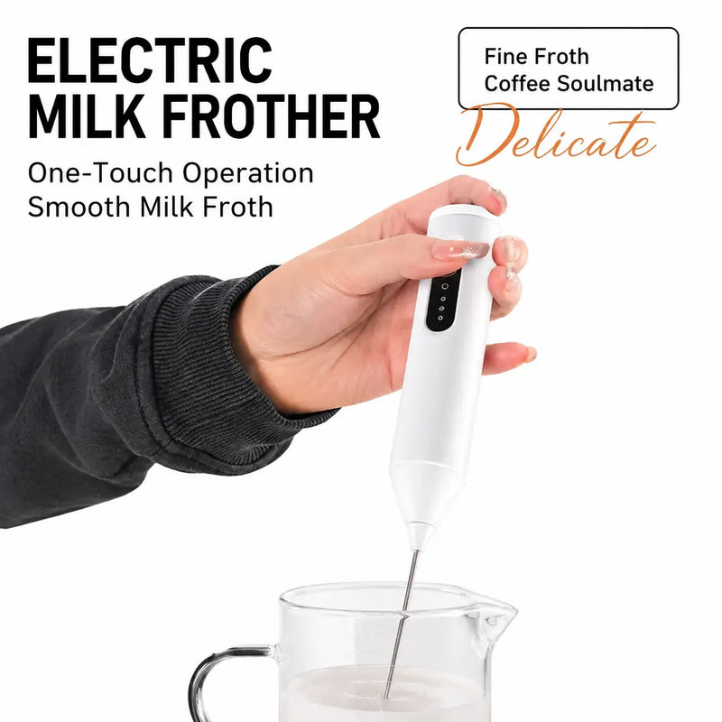 Rechargeable Electric Milk Frother, 3-Speed Whisk: handheld frothing