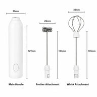 Rechargeable Electric Milk Frother, 3-Speed Whisk: attachments dimensions